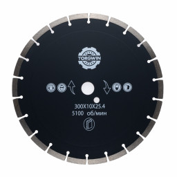 Диск алмазный TORGWIN сегментный 300х25,4х10х2 по бетону и камню TW3014 ХП
