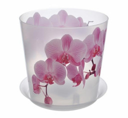 Кашпо для орхидей 1,2 л d=125 мм h=125 мм Деко пластиковое с поддоном орхидея