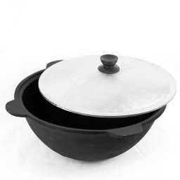 Казан чугунный 10 л. круглое дно, с крышкой