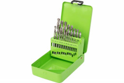 Набор сверл по металлу Сибртех 1-10 мм через 0,5 мм,3.2,4.8 мм HSS 21шт мет.бокс цилин.хв