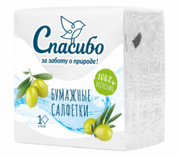Салфетки бумажные Plushe 70л 225*225 Спасибо 1 слой