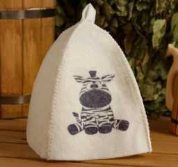 Шапка для бани детская Зебра с принтом белая 5312297